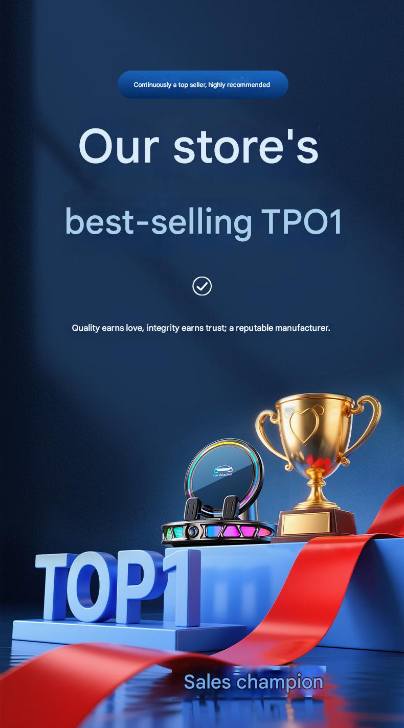 Electric Magnetic Wireless Charging Car Phone Mount with RGB Ambient Light – Ultra Stable Vacuum Suction