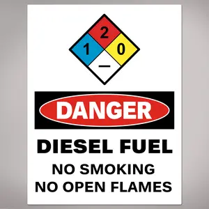 Avery Diesel Fuel No Smoking Sign Label Stickers, Waterproof, UV Resistant, Preprinted, 11" x 8.5", 2 Stickers