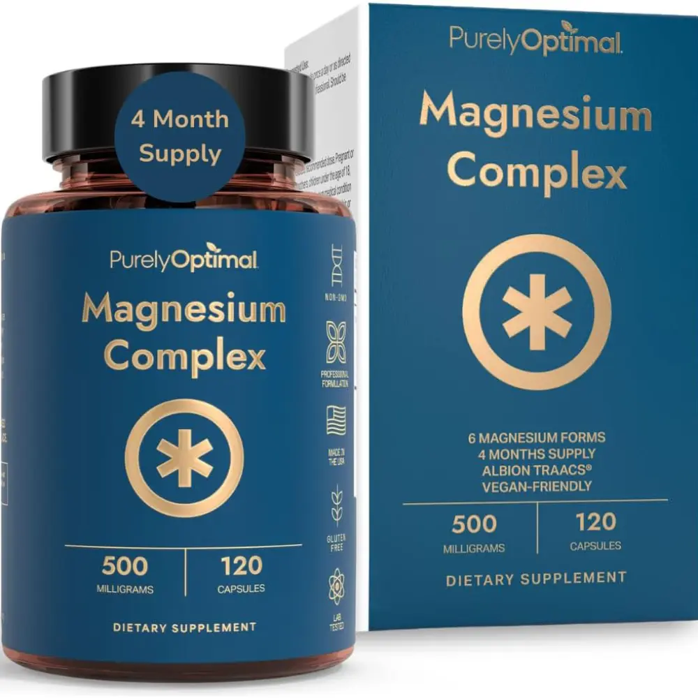 Magnesium Complex 6 Forms Magnesium Glycinate Citrate Malate 120 Capsules Magnesium Supplement Women and Men