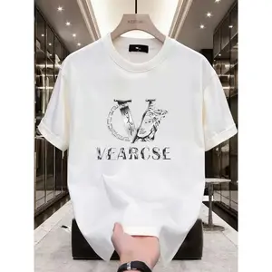 men's stylish pure cotton round-neck casual printed T-shirt, suitable for both men and women, perfect for fashionable and relaxed summer outfits.,summervibes
