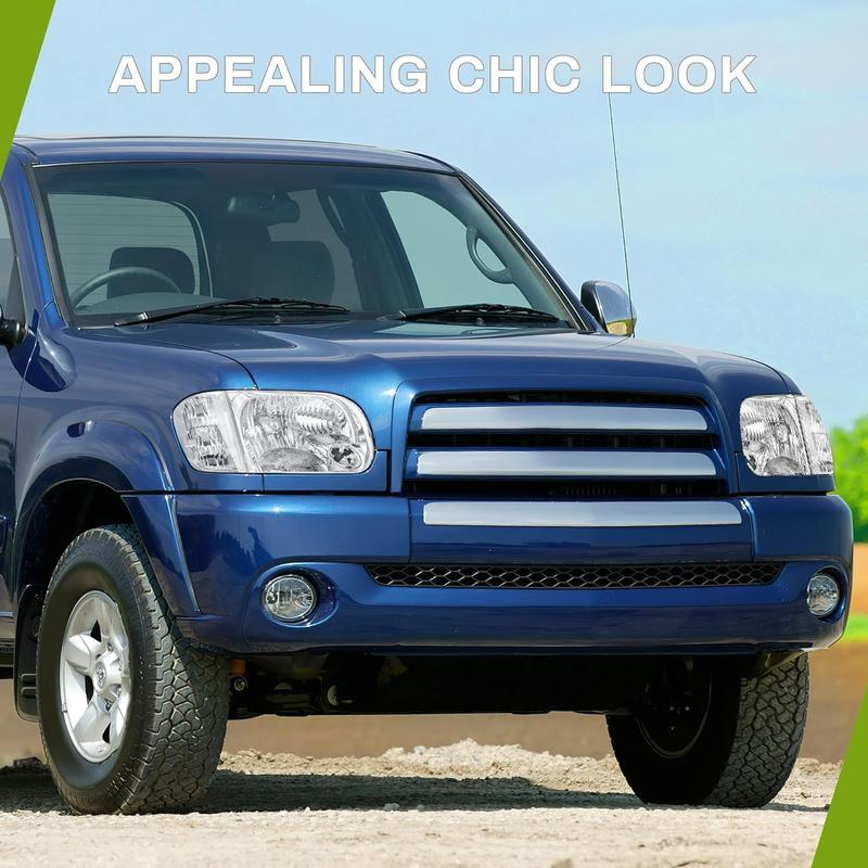 YITAMOTOR Headlight Assembly Compatible with 2005-2006 Tundra Double Cab 2005 2006 2007 Sequoia Chrome Housing Clear Lens Clear Reflector (Not suitable for Regular Cab and Assess Cab)