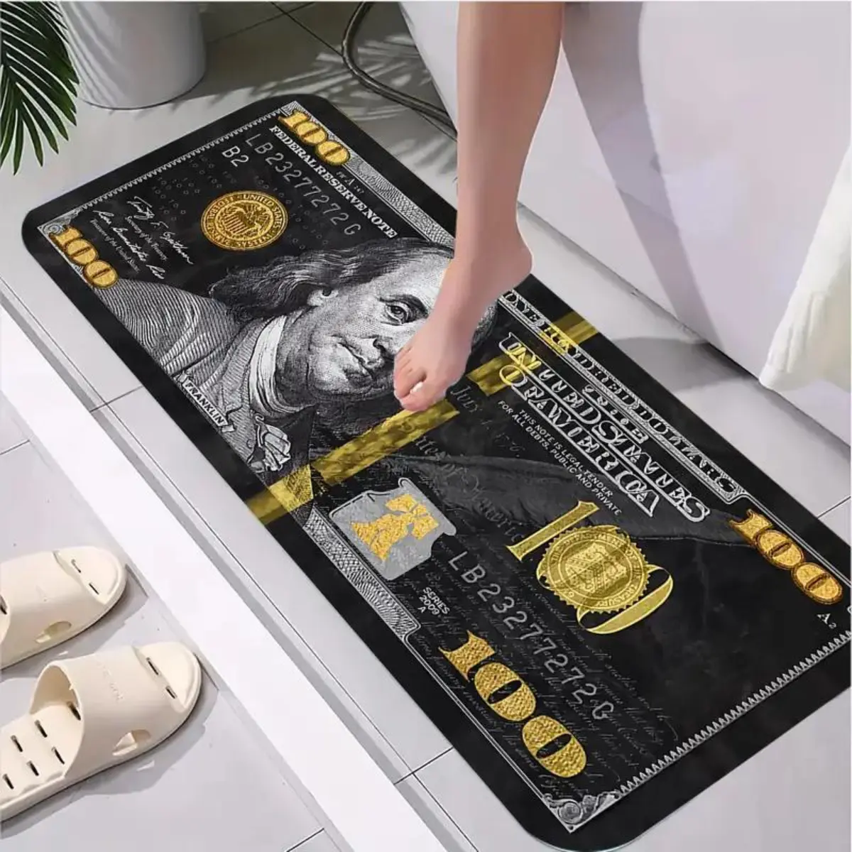 $100 Bill Dollar Printed Rug - Non-Slip & Cushioned for Living Room, Bedroom, Kitchen & Bathroom tiktokshopspringglowup