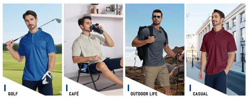 ZITY Men’s Tactical Polo 3-Pack – Quick-Dry Short Sleeve Shirts with Pocket, Outdoor Work & Golf Wear Classic Cotton Sport workout tops