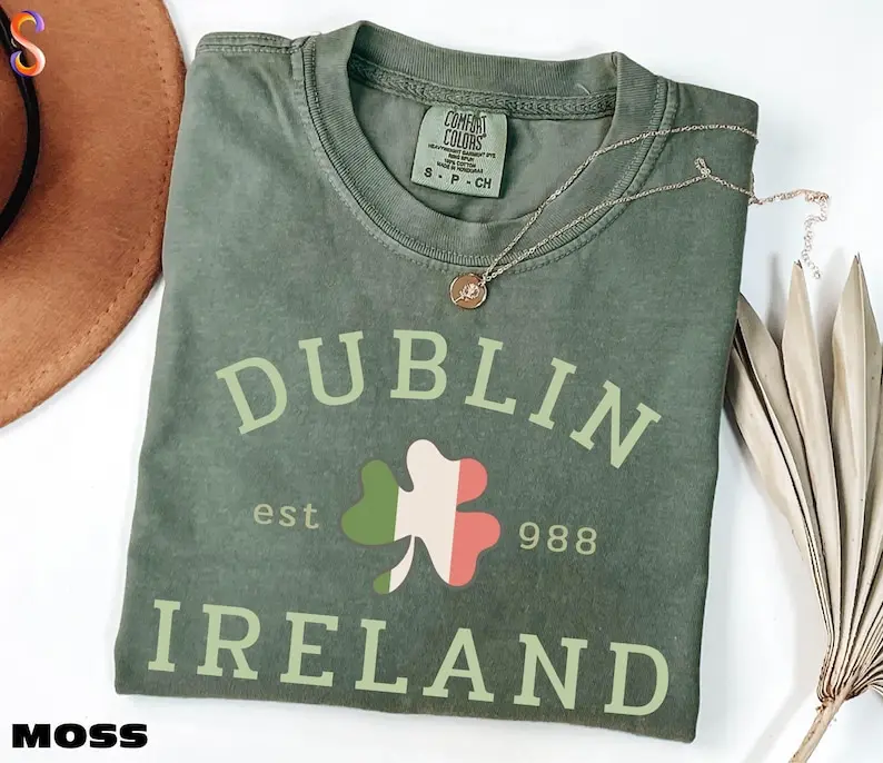 Comfort Colors® Dublin Ireland Shirt, Shamrock Flag Sweatshirt, Irish Clover Tee, St Patrick's Day Gift, Lucky Sweater,  T-Shirt