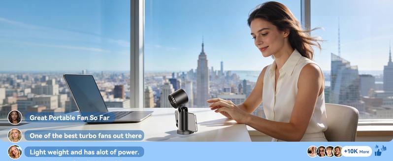 4-in-1 portable refrigeration handheld turbo fan with 200 speed settings, 21,000 revolutions per minute, 12-hour cooling, digital display, 120° rotation, USB charging, mini handheld personal fan.Suitable for travel, indoor use, and office desk usage.