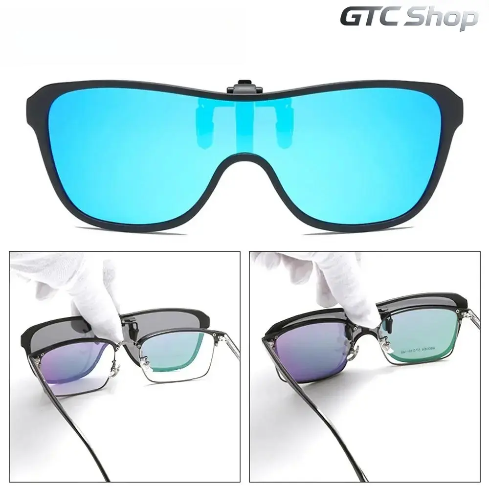 Male Polarized Clip-On Sunglasses - Photochromic TR90 Square Oversized Lightweight Sports Eyewear, UV400 Shield, Anti-Glare Flexible Frame, Ideal for Driving, Clip-On Fit, Polarised Lens