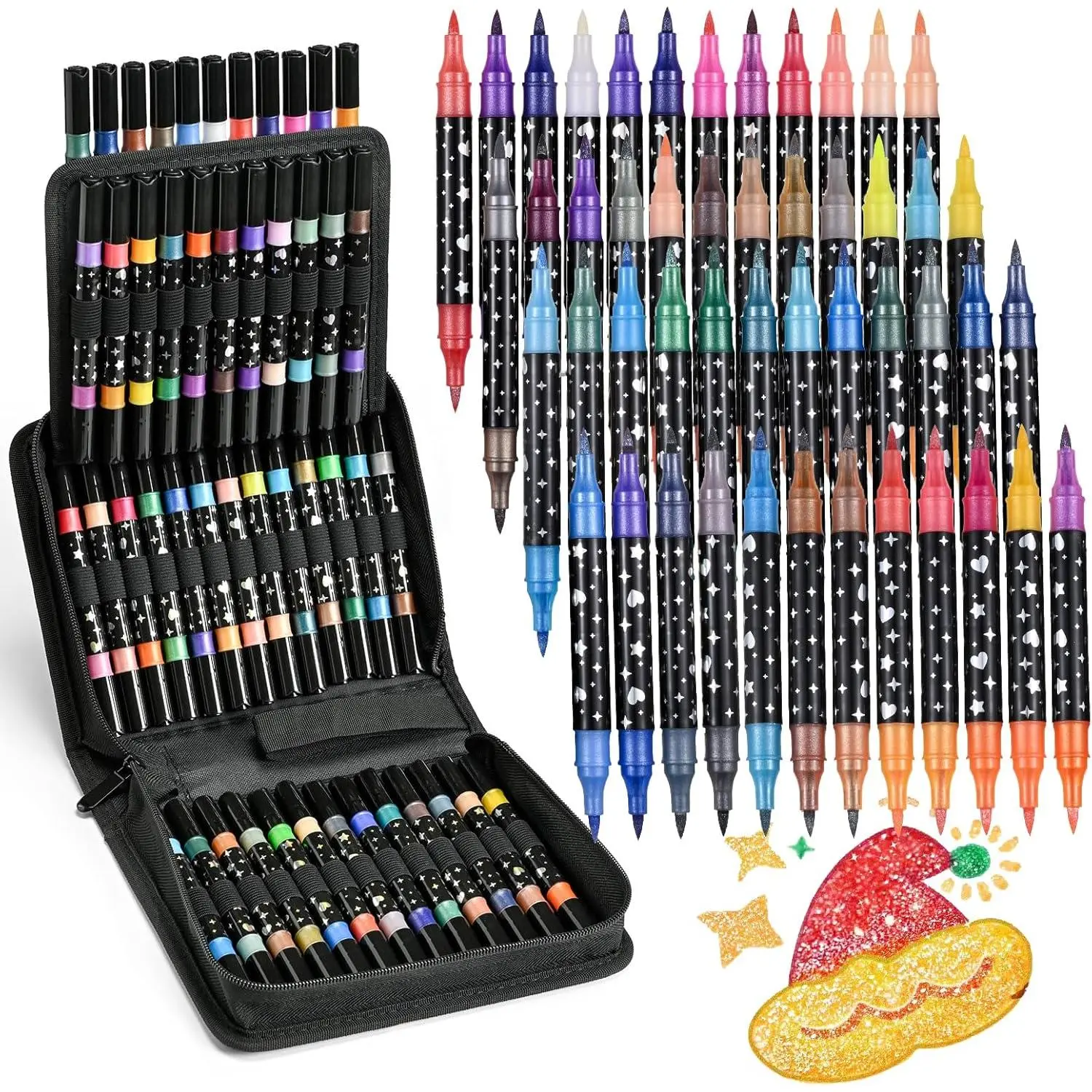 96 Colors Glitter Brush Markers,48 Pack  Tip Brush Glitter Marker for Doodle Writing, Glitter Art Crafts Adults DIY Crafts Greeting Birthday Cards Making