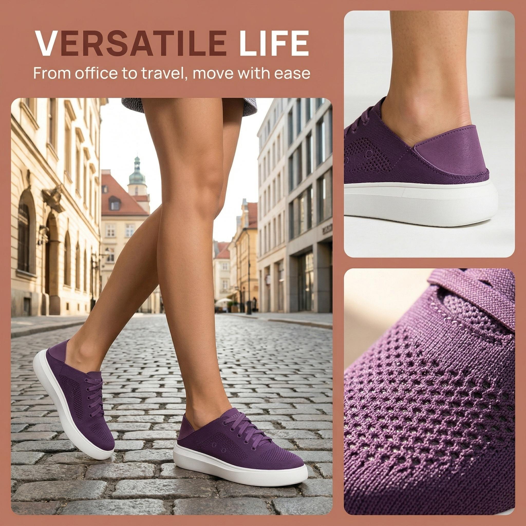 UBFEN Breathable Slip On Sneakers Women Lace Up Comfort Casual Shoes