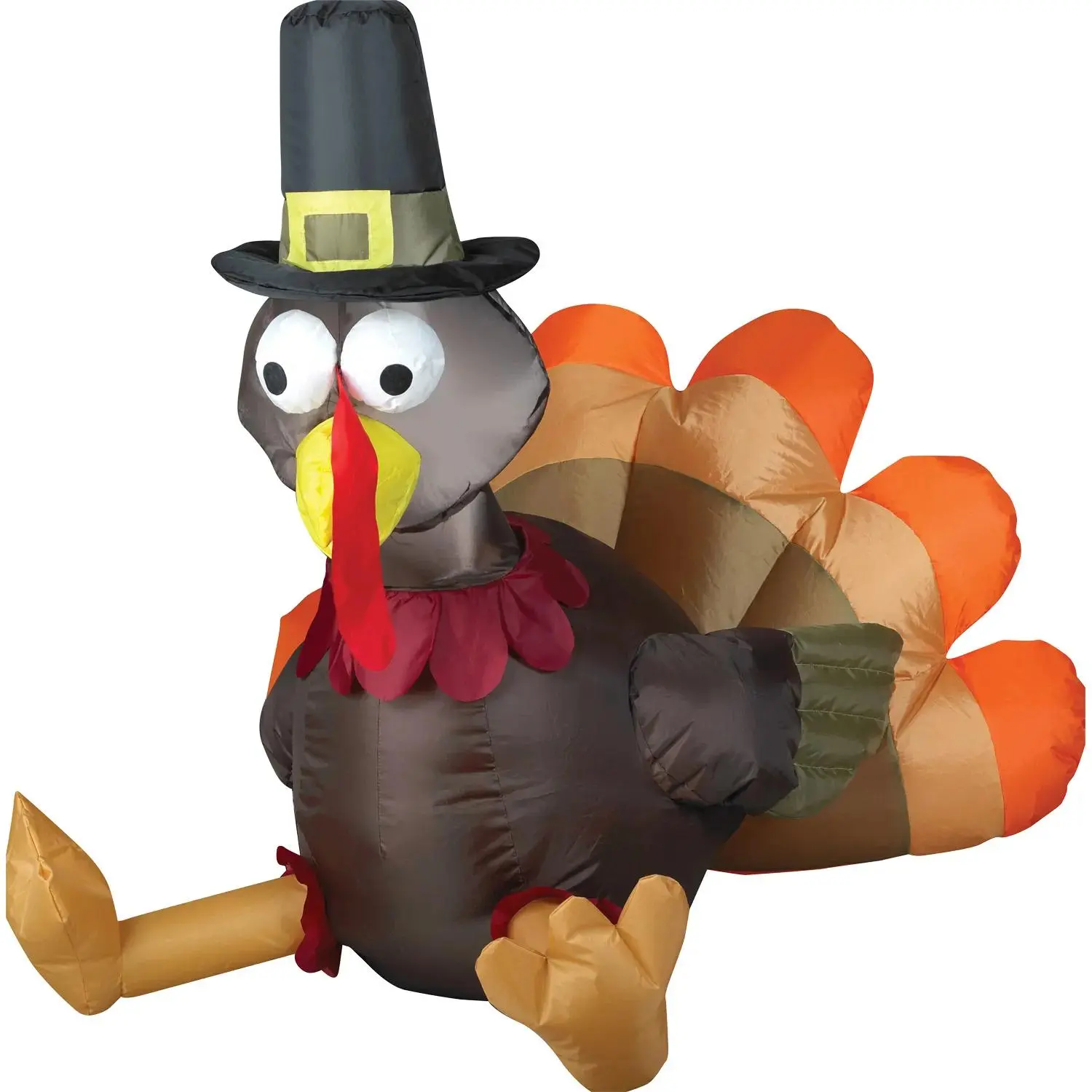 35" Inflatable Pilgrim Turkey Ornaments - Blow-Up Yard Decoration with Built-In LED Lights, for Outdoor Festive Use