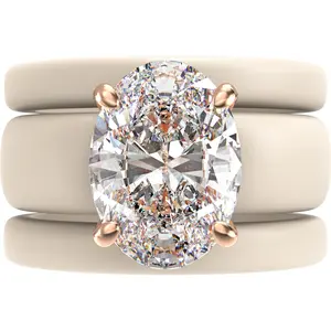 Oval Cut CZ Silicone Ring Set for Women, 2 Thin Stackable Rings – 11×8 mm Oval Cut CZ | Patented Design - GlowStone Collection