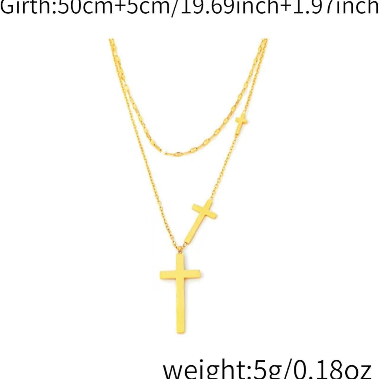 Gold Cross Necklace for Women Dainty Non-Tarnish Layered Necklaces Sideways Cross Pendant Stack Baptism Jewelry