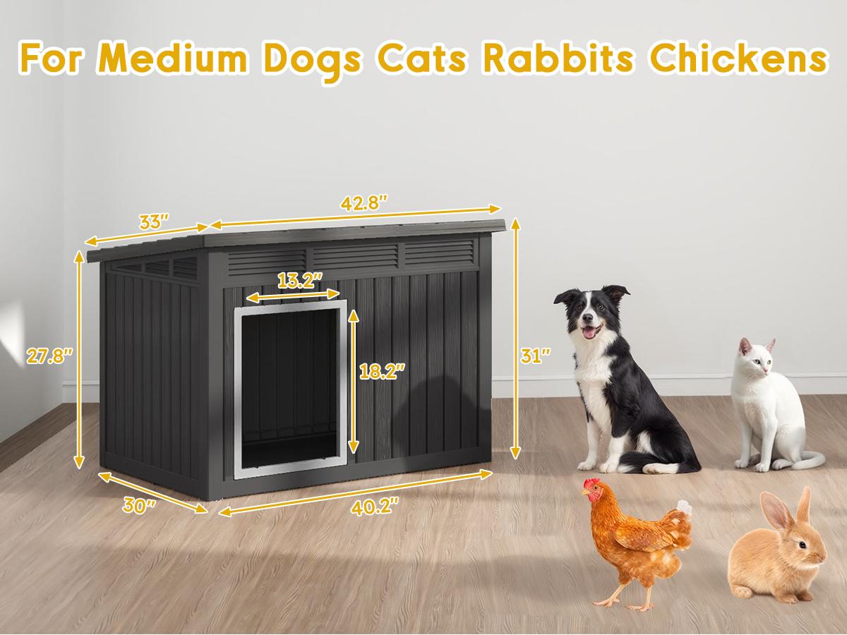 Dog House for Indoor & Outdoor - Weatherproof & Removable Roof, Fits Small to Large Dogs-Best Christmas Gifts. (43.7" L x 34.45"W×7.01"H) Dog House for Indoor & Outdoor - Weatherproof & Removable Roof, Fits Small to Large Dogs-Best Christmas Gifts. (43.7" L x 34.45"W×7.01"H)