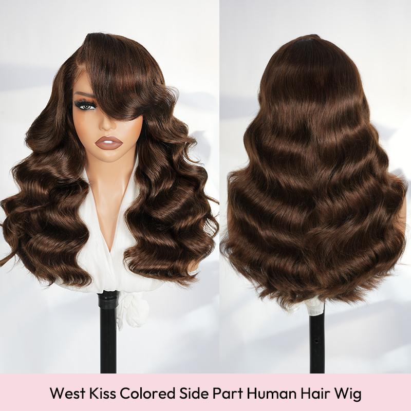 West Kiss Ready Go Glueless Right Side Part Wig Body Wave 6x8 Closure Wig Pre Cut Lace Human Hair Wigs Pre Plucked