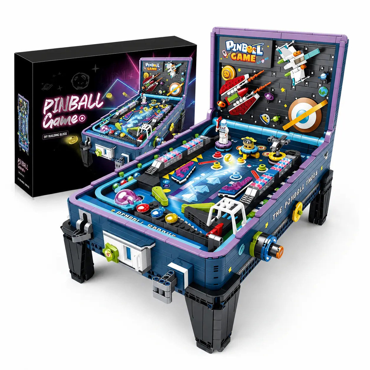 Pinball Machine Building Blocks Set, 2039 PCS High-Difficulty Small Particle Assembly Model, Ideal for Home Decoration & Gifts for Christmas, Halloween, Valentine's Day.