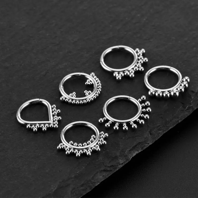 GTHIC G23 Titanium Multi-Bead Nose Ring - Nose Hoop Piercing Jewelry, Personalized Accessories for Birthday Gifts