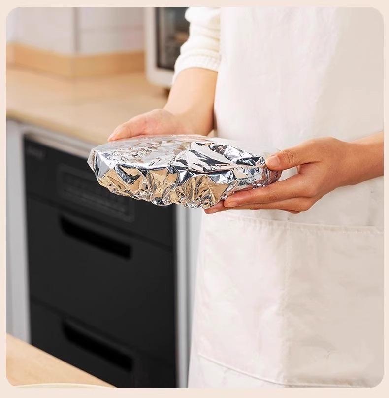 50PCS Aluminum foil heat-retaining cover for home dining tables and food containers; kitchen freshness preservation and insulation; aluminum foil