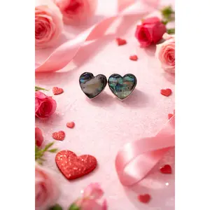 Handmade Abalone Heart Earrings – Natural Shell Iridescent Jewelry