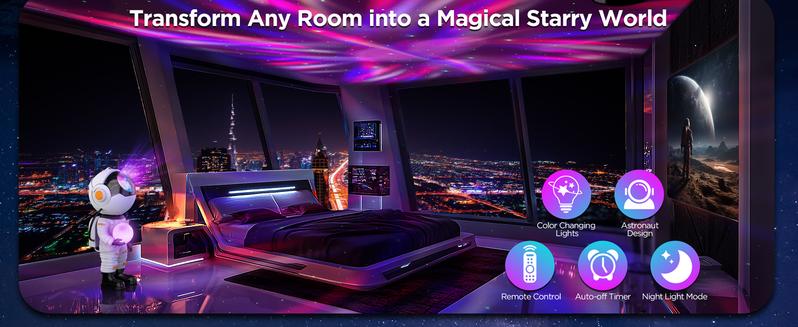Rossetta Astronaut Galaxy Projector,LED Night Light for Kids Room with Timer and Remote, Room Decor Aesthetic, Home Decor, Gifts for Adults, Teens, Christmas,Birthday