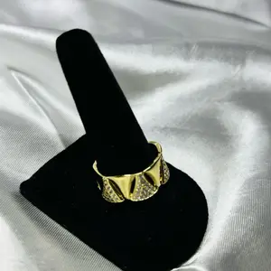 13 Gold Geometric Crystal Ring 14K Gold Laminated