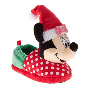 Mickey Mouse Christmas Boys Slippers Cozy Plush Santa (Dual Size Toddler)