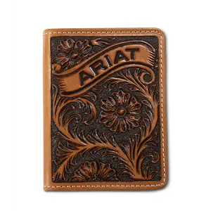 A3568208 Ariat Banner Tooled Leather Bifold Flip Style Wallet