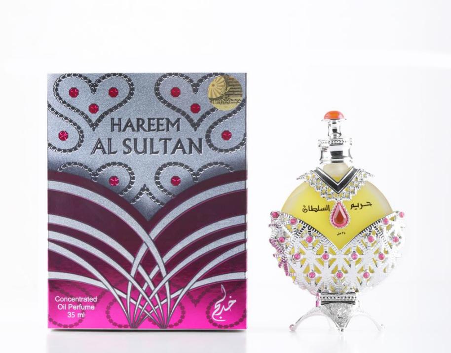 ORIGINAL HAREEM AL SULTAN SILVER OIL CONCENTRATED PERFUME OIL for (women) by KHADLAJ 2 Piece Set (1.18 Ounce Concentrated Perfume Oil + Free 20ml EDP Tester by Khadlaj) LIMITED EDITION Jasmine Cosmetic