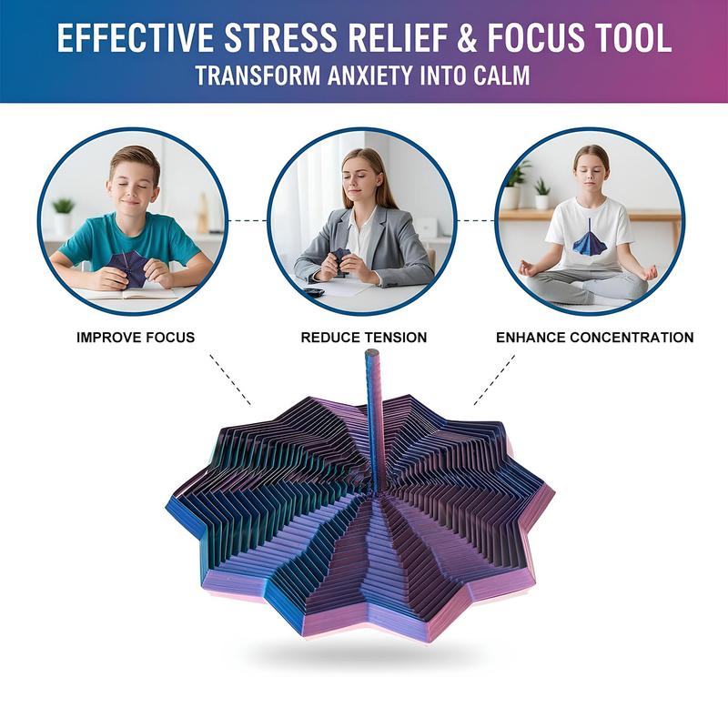 PUKEGM 3D Printed Expanded Sensory Fidget Star,New Stress Relief Sensory Whirling Spiral with Handle,Very Satisfying Sight and Sound with Hypnotizing Visual Fidget Toy