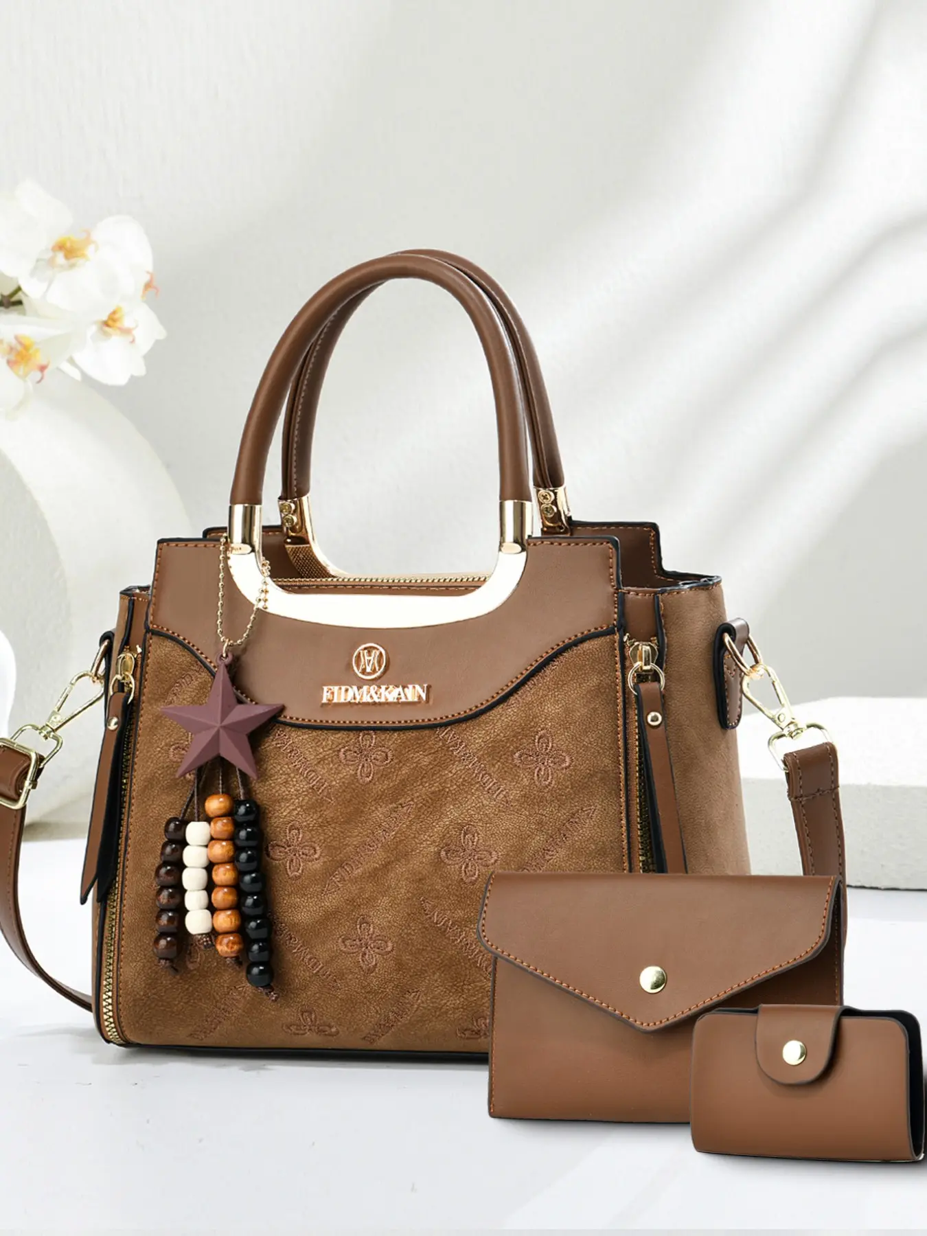 Elegant Versatile Women's Bag Set with Charm, High-End Single Shoulder Crossbody Three-Piece Set, Stylish and Durable, Handbag Shoulder Purse