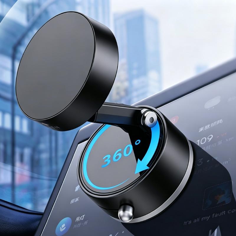 【Father's Day Gift】Joytutus Magnetic Car Phone Holder - Strong Retractable Suction Cup, Foldable Adjustable-Length Arm, 360° Rotating Ball, Protective Layer, Hands-Free Magnetic Phone Mount for Car Auto Accessories