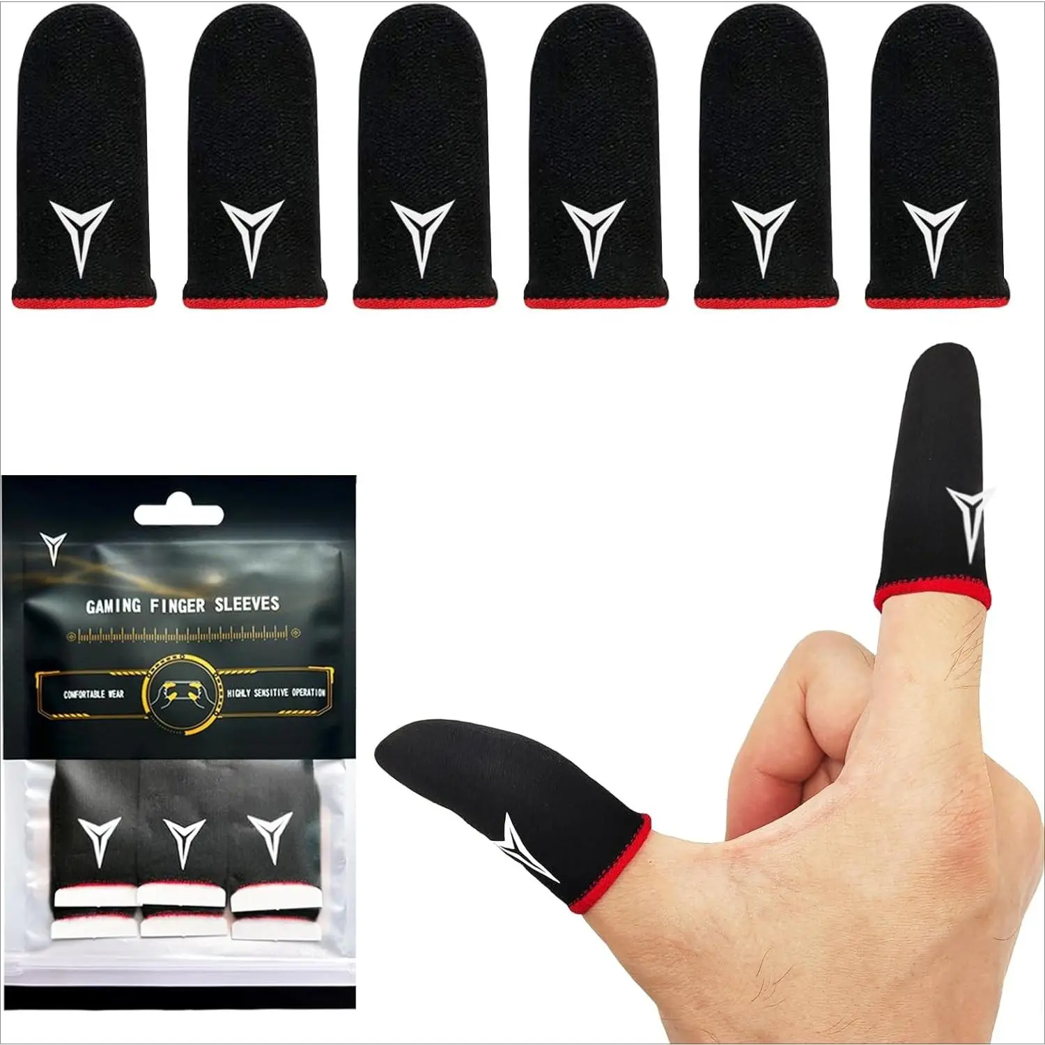6-Pack Gaming Finger Covers (Professional-Grade Carbon Fiber Upgrade) — Ultra-thin, breathable, sweat-resistant, and highly responsive touchscreen gaming accessories, compatible with smartphones and gaming consoles; ideal for Free Fire, CODM, and PUBG