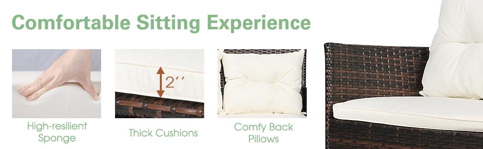 COSTWAY 3 Pieces Patio Conversation Set, Outdoor PE Rattan Wicker Furniture Set W/Cozy Cushions, All Weather Sectional Sofa Set W/Tempered Glass Coffee Table & Ottoman for Poolside, Backyard, Garden COSTWAY 3 Pieces Patio Conversation Set, Outdoor PE Rattan Wicker Furniture Set W/Cozy Cushions, All Weather Sectional Sofa Set W/Tempered Glass Coffee Table & Ottoman for Poolside, Backyard, Garden