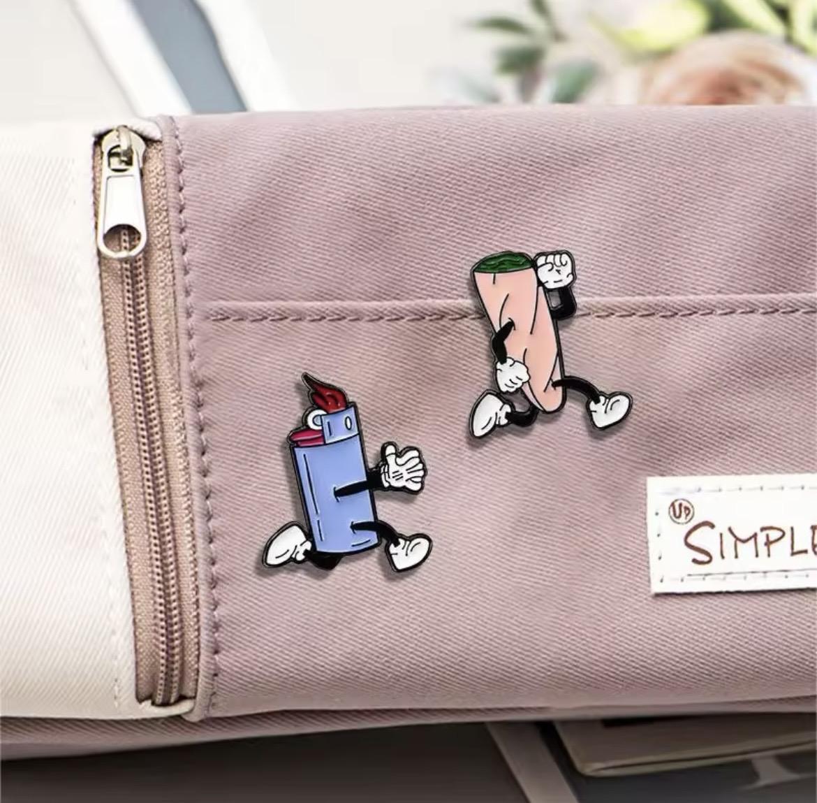 Cute Cartoon Bullet Cartridge Clip Cigarette Lighter Enamel Brooch Backpack Accessory