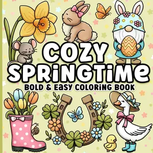 Spring Bold and Easy Coloring Book: Cozy Springtime Large Print Designs Featuring Cute Animals, Easter and St. Patrick's Day for Adults, Seniors, Teens & Kids