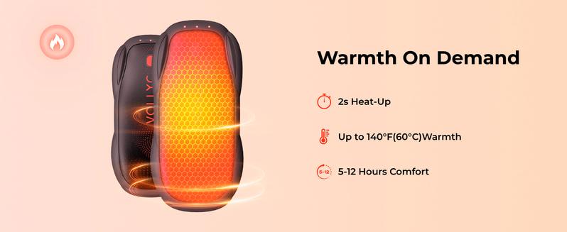 [Game Day Essentials]VOLLYC 2-Pack Hand Warmers Electric Magnetic Rechargeable, 12H Long-Lasting, Portable & Convenient Heater with 3 Heat Modes for Game Day, Hunting, Super Bowl, Hiking, Workdays. Ultra Slim Pocket Camping Accessories
