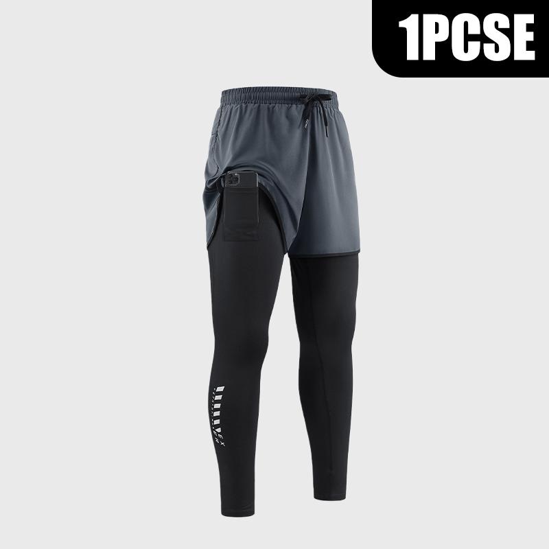 Men's 2-In-1 Quick Dry Breathable Elastic Running Pants with Elastic Waistband, Built-In Phone Pocket & Towel Loop, Breathable Comfort Quick-Dry Fabric for All Seasons, Perfect for Outdoor Running and Gym Workouts Outdoor Activities Trousers must-have