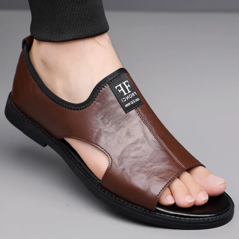 Men's Stylish Black Open-Toe Slide Sandals - Flat, Ankle, Buckless, Flexible, Rubber-Soled Casual Footwear for Daily Wear & Beach Activities, Flat Men's Sandals, Ankle Men's Sandals