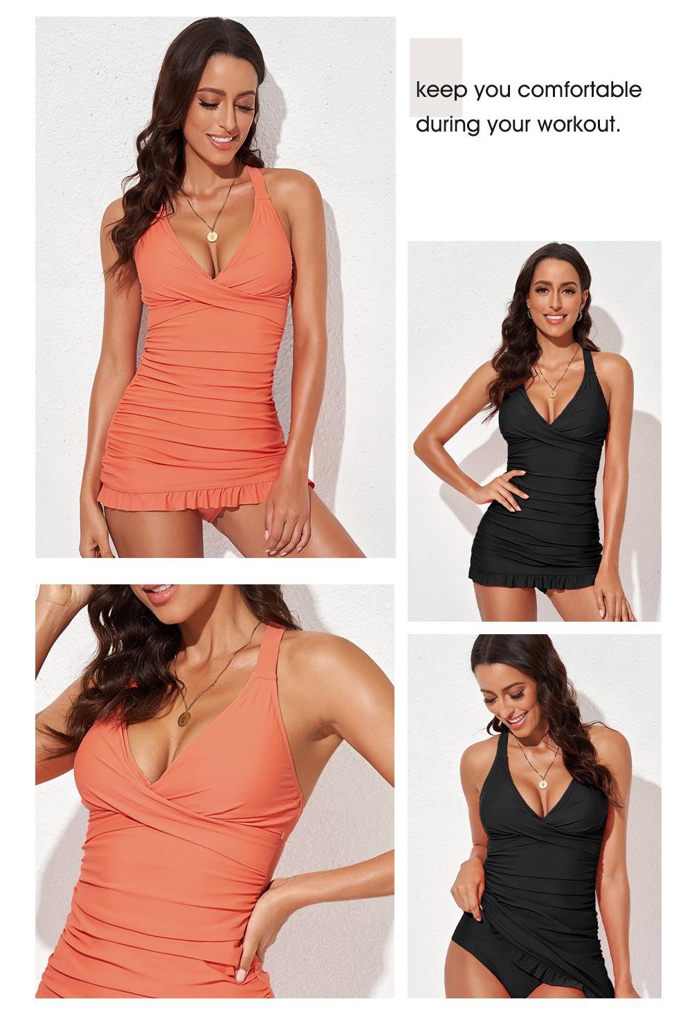 Aleumdr Women Retro Tankini Swimdress Bathing Suits Two Piece Tankini Tops with Bikini Bottoms Twist Swimwear Sport Swimming Clothing Beach Open Back Halter Tankiniswimwear Tankinisuit SpringStatements