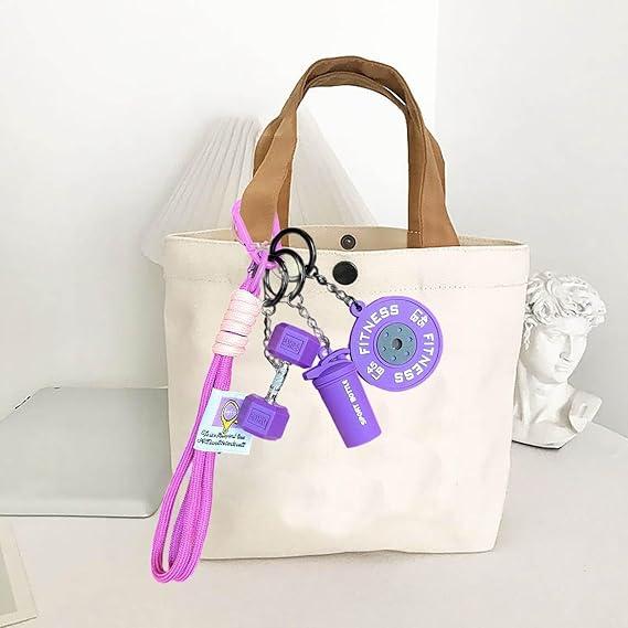 Fitness Keychain Set, MSilicone Dumbbell Kettlebell Weight Plate Keychains, Cute Keychain Gym Accessories for Men Women keychain  gift high quality fashion jewelry jew lery
