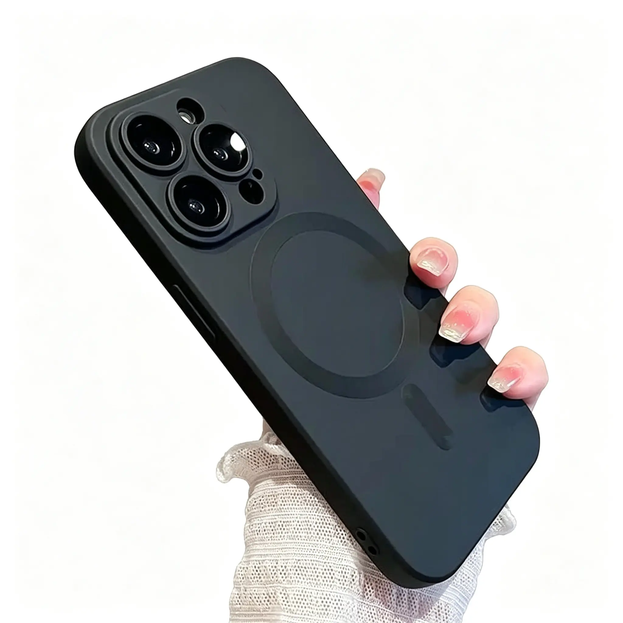 For iPhone 17 Pro Max 16 15 14 13 12 11 Pro Plus Air Mag Safe Slim Case with Glass Camera Lens Cover Durable Silicone Slim Shockproof Cover Magnetic Protection Wireless