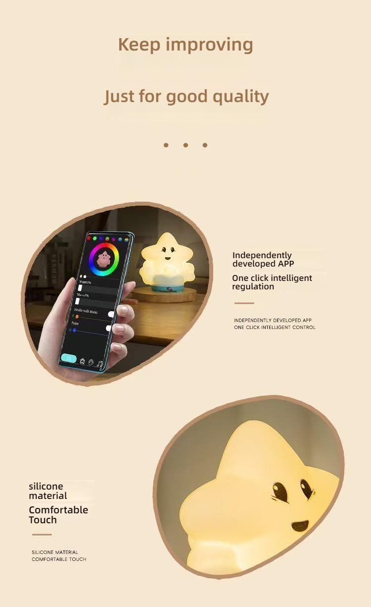 Cute Bluetooth Night Light with App Control - Stepless Dimming, Timer, Colorful Light, Bluetooth Music, Ideal for Sleep & Gift Giving, Perfect for Kids and Bedrooms