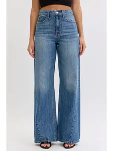 High Rise Curved Seam Jeans