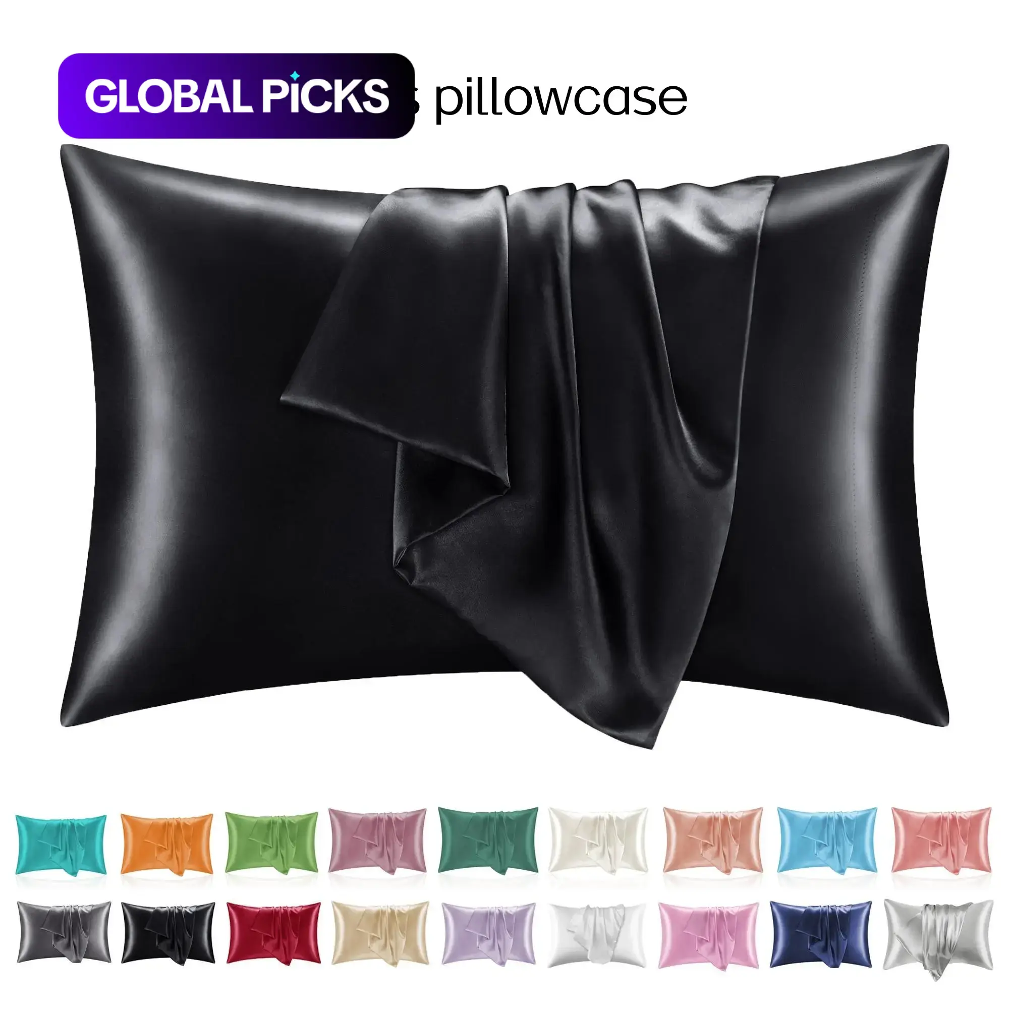 Solid Color Satin Pillowcase, Skin-Friendly Soft Pillow Cover with Envelope Closure, Silky Polyester Bedding Supplies for Home and Dorm