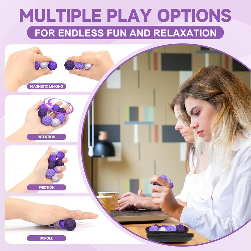 Magnetic Sensory Ball Fidget Toys for Adults&Teens, 8pcs Sensory Attraction Stress Balls with Silicone Shell to Calm Restless Hands Anxious Mind, Desk Stress Magnetic Fidget Balls for Anxiety Relief,Autism and ADHD Classroom Office