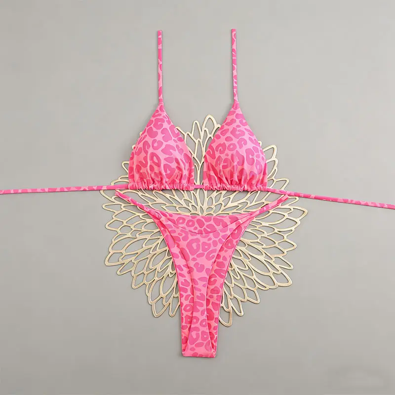 New Women's Bikini Split Print Swimwear Fashion G-string Beach Holiday