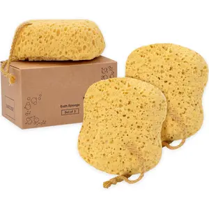Bath Sponge, Foam Loofah, Body Scrubber for Bathing, Exfoliating Shower Pouf for Shower – Large Size, Lots of Lather, Curvy, 3 Pack