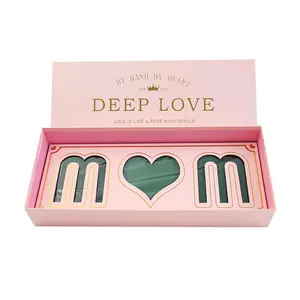 Empty MOM Grand Luxury Floral Gift Box, Fresh Flower Foam, Liner, Black with Gold Letters, Deep Love Design (Pink/white)