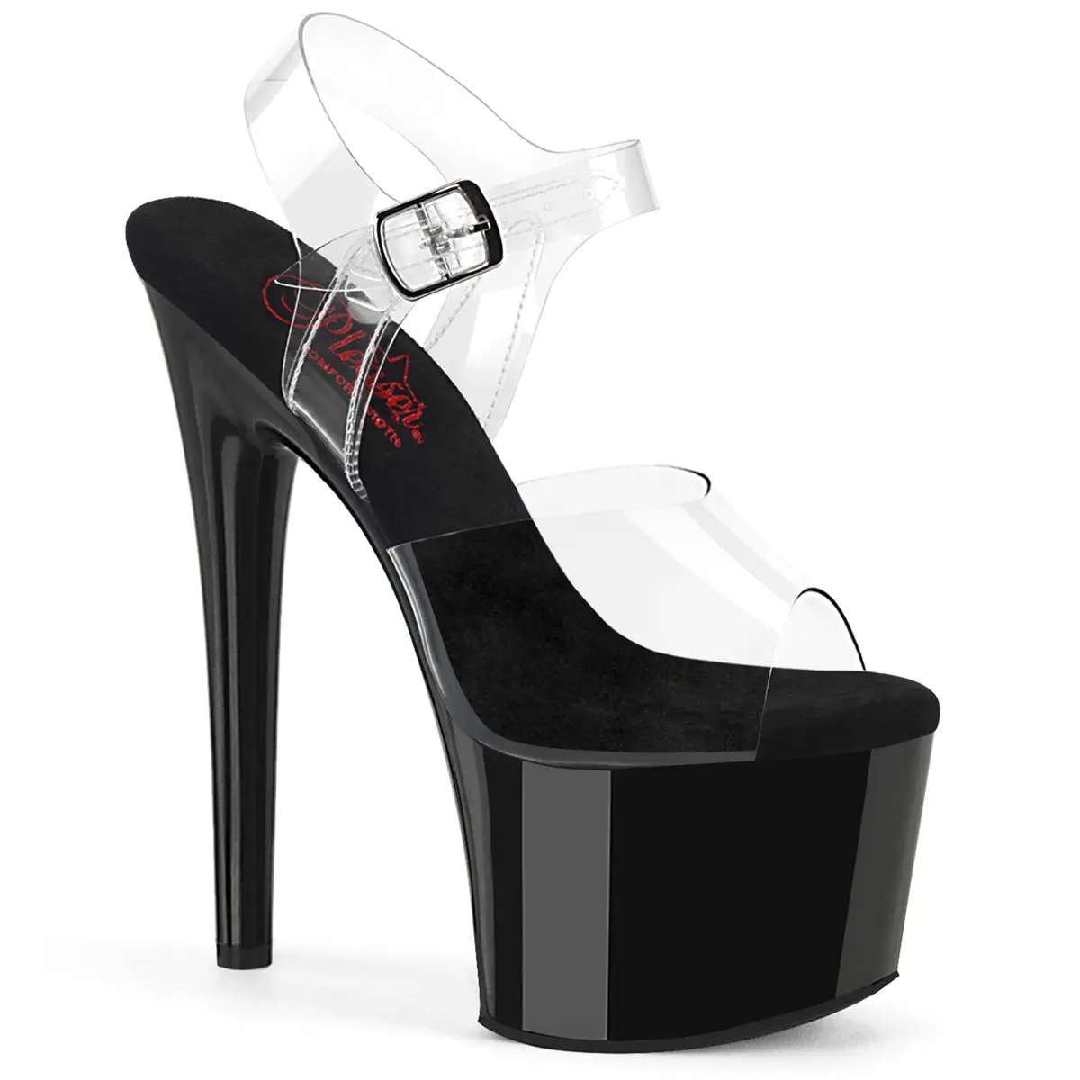 Women's Stylish Ankle Strap Platform High Heels - 7-Inch Stiletto Footwear with Comfort Width for Dance, Party Events, Fashion, 7-Inch Heel, Elegant, Rubber, Heeled