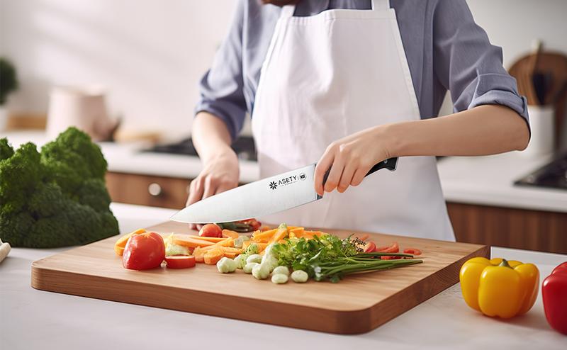 ASETY 15 PCS Kitchen Knives Set with Block NSF Built-in cooking Knife Sharpener Block German Stainless Steel Knife Block Set Full Tang professional Chef Knife Set Food sharp steak knife Meat Boning set for men's box gift Wooden Block Handles Holder