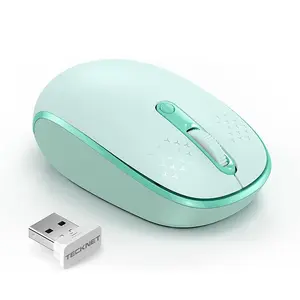 TECKNET Wireless Mouse, 2.4G Quiet Computer Mouse with USB Receiver, 4 Buttons Portable Cordless Mice for Chromebook, Laptop, PC, Mac, 800/1200/1600 DPI