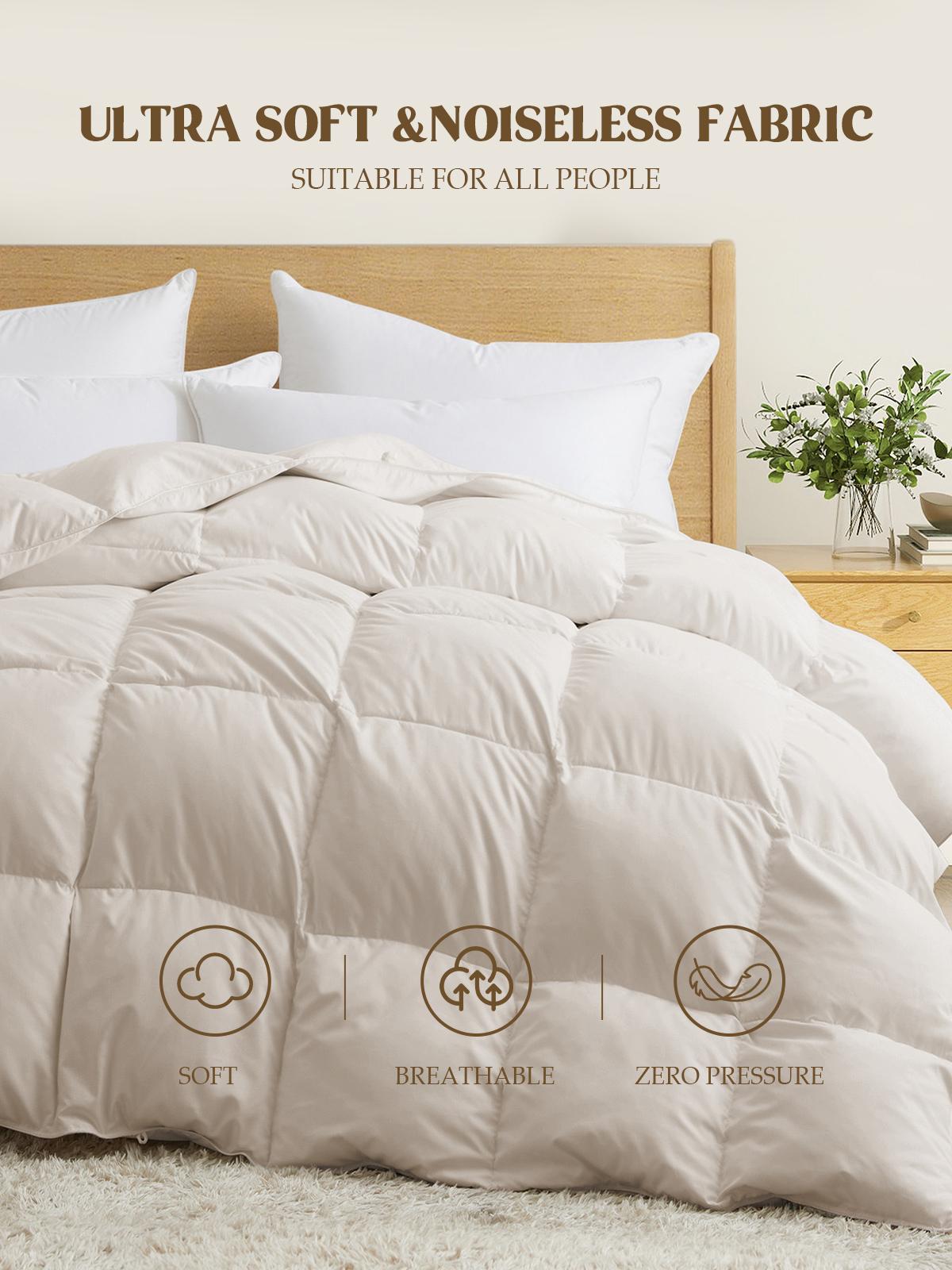 PEACENEST Natural Goose Down Comforter Ultra-Soft White Heavyweight Comforter for Winter Use Cozy Bedding Plush Deep Sleep